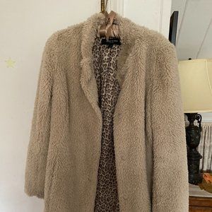Kenneth Cole Faux Fur White Coat XS